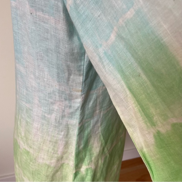 Tashia London Blue Green Ombre Tie Dye Beaded Linen Tunic Top Size Small - Picture 7 of 8
